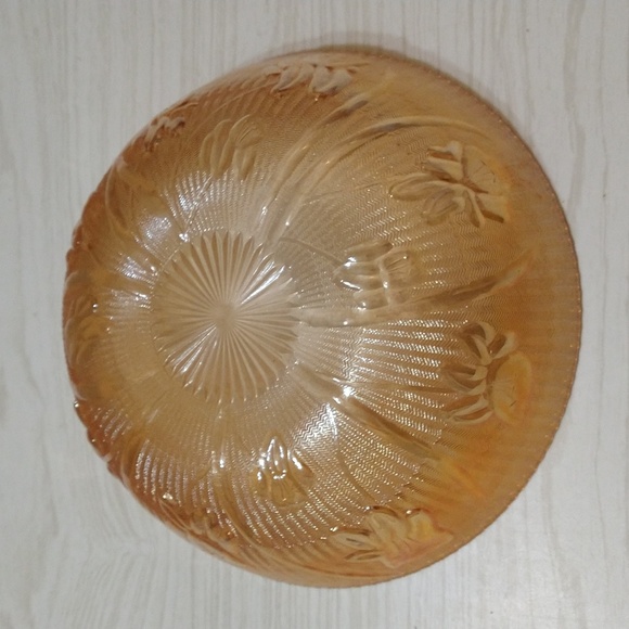 Vintage 1930s Jeannette Glass Iris and Herringbone Iridescent Beaded Fruit Bowl - Picture 2 of 2